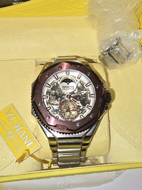 Invicta Men’s Reserve Mechanical Watch - Silver and Burgundy